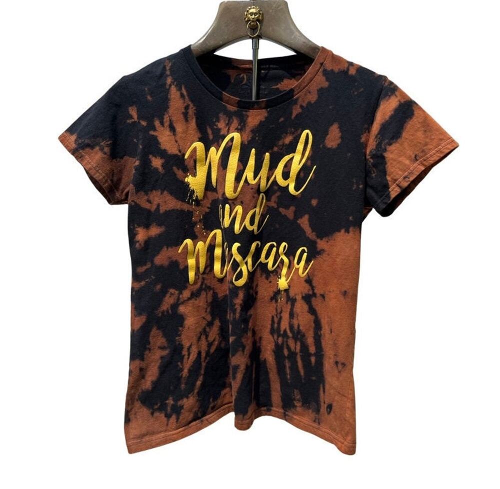 Bleach Dyed Black T Shirt, Mud and Mascara Tee Shirt Size Medium